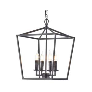 Industrial 4-light Lantern Geometric Pendant Light