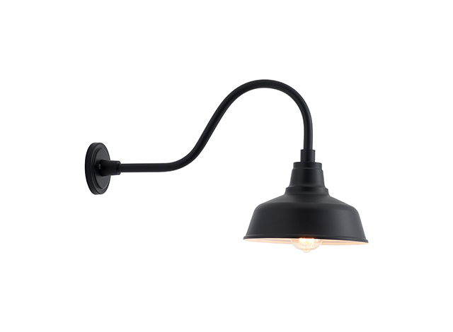 black gooseneck outdoor barn light