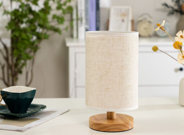 bedside led dimmable night light with fabric shade 7