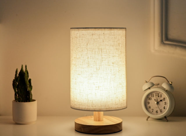 bedside led dimmable night light with fabric shade 8