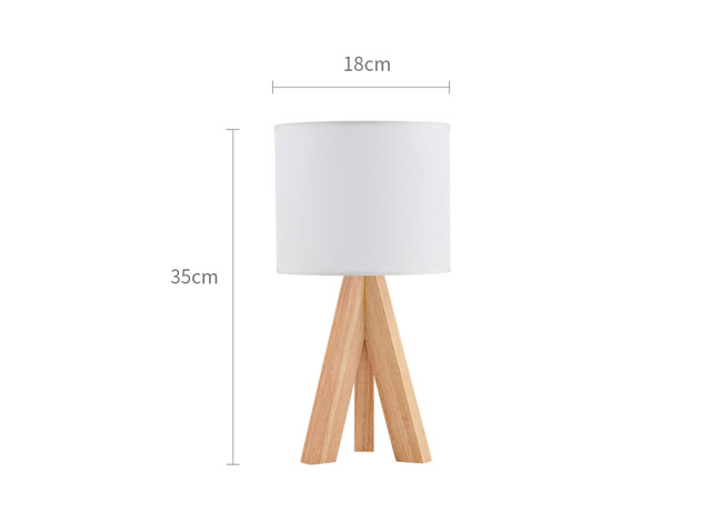 wooden tripod table lamp with fabric lampshade 1