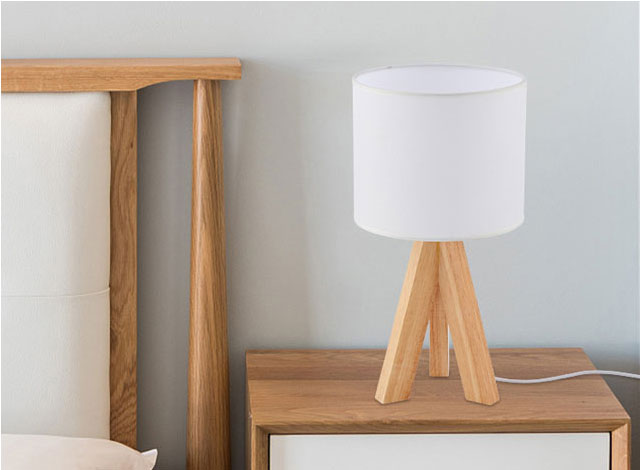 wooden tripod table lamp with fabric lampshade 7