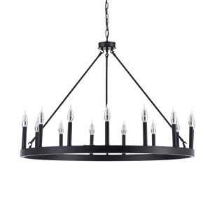 Industrial Farmhouse Lighting 15-light Wagon Wheel Black Chandeliers