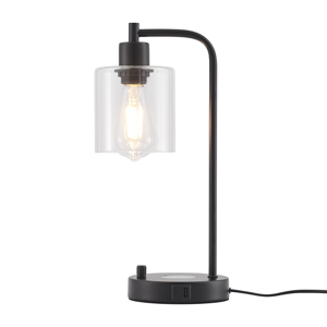 Industrial Glass Dimmable Desk Lamp Wireless Charging LED Table Lamp with USB