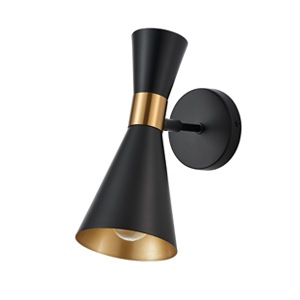 Modern Cone Shade Black and Gold Adjustable Wall Light